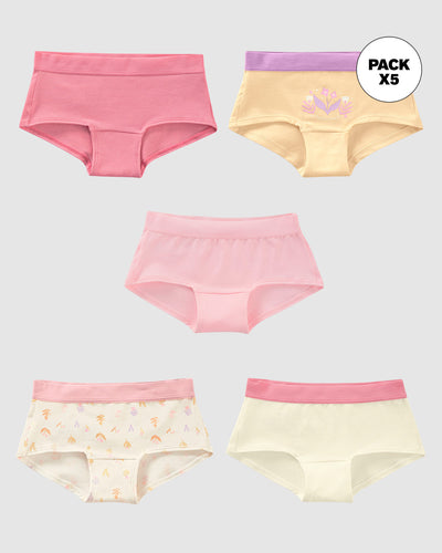 Paquete x 5 panties tipo hipster para niña#color_s01-azul-fucsia-marfil-estampado-rosa