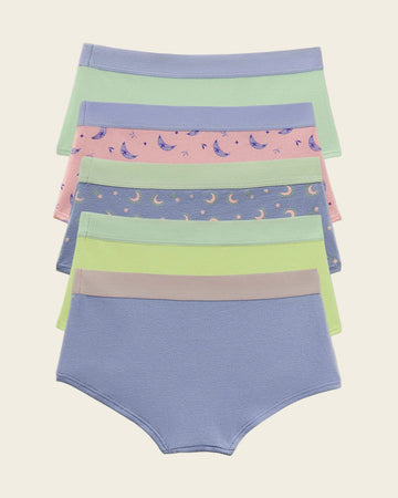 Paquete x 5 panties tipo hipster para niña#color_s07-morado-verde-limon-verde-claro-lunitas