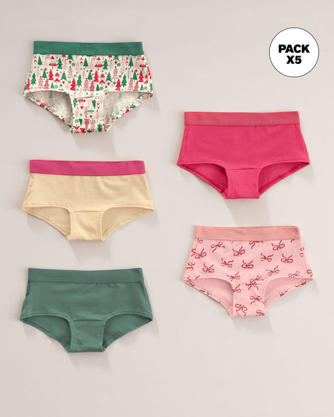 Paquete x 5 panties tipo hipster para niña#color_s31-verde