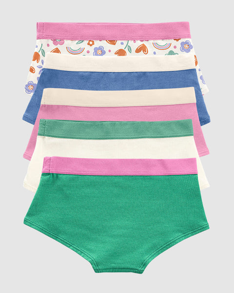 Paquete x 5 panties tipo hipster para niña#color_s33-flores-arco-iris-rosado-marfil-verde