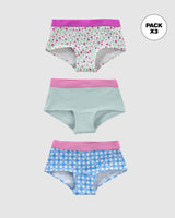 Paquete x 3 panties tipo hipster en algodón suave para niña#color_s42-flores-cuadros-azul-claro