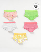 Paquete x 5 panties tipo hipster en algodón suave para niña#color_s27-munecas-mariposas-rosado-blanco-verde