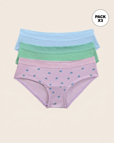 Paquete x 3 panties estilo hípster en algodón#color_s28-verde-azul-rosado-estampado
