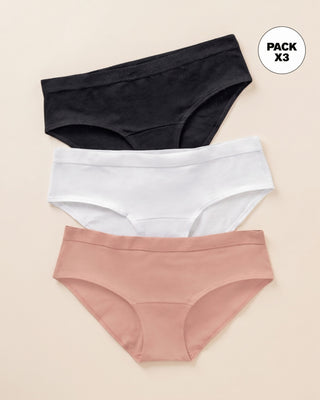 Paquete x 3 panties estilo hípster en algodón#color_s57-blanco-negro-rosa-claro