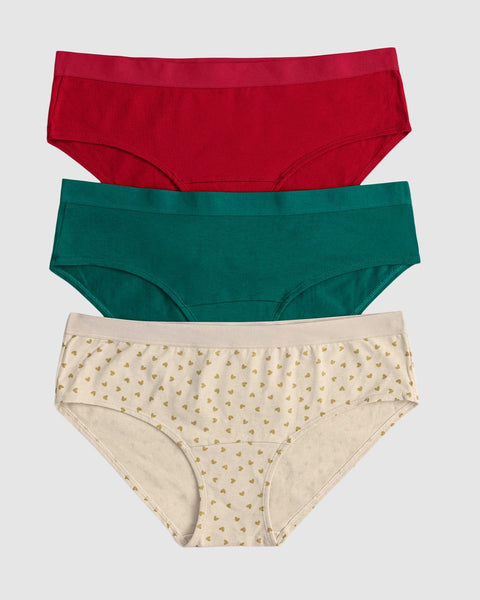 Paquete x 3 panties estilo hipster en algodón#color_s61-estampado-corazones-verde-rojo