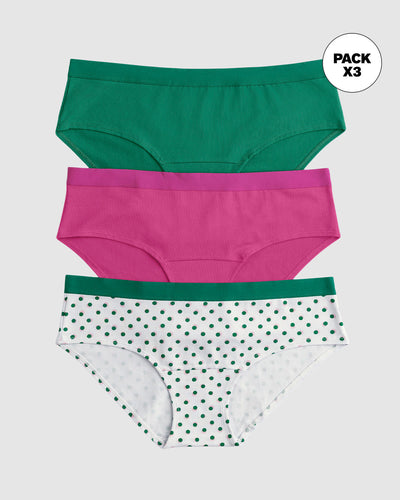 Paquete x 3 panties estilo hipster en algodón#color_s64-bolas-verdes-verde-fucsia