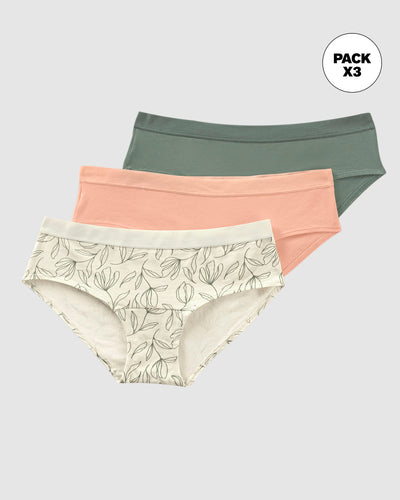 Paquete x 3 panties estilo hípster en algodón#color_s77-marfil-estampado-mandarina-verde-medio