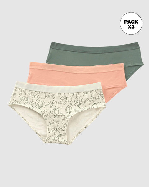 Paquete x 3 panties estilo hípster en algodón#color_s77-marfil-estampado-mandarina-verde-medio