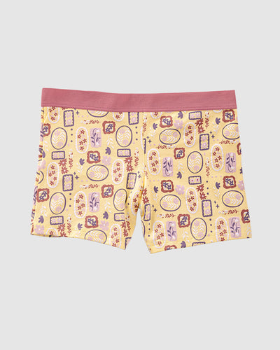 Bóxer para niña elaborado en algodón#color_952-amarillo-estampado-flores