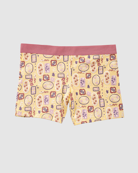 Bóxer para niña elaborado en algodón#color_952-amarillo-estampado-flores