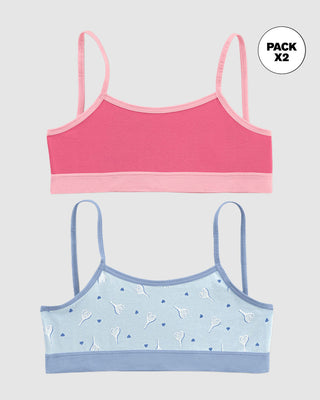 Paquete x 2 Top para niña#color_s07-fucsia-azul-estampado-moñitos