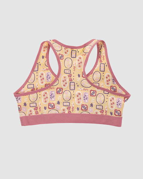 Top con espalda deportiva elaborado en algodón para niña#color_952-amarillo-estampado-flores