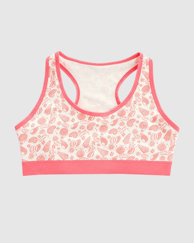 Top con espalda deportiva elaborado en algodón para niña#color_c04-marfil-estampado-coral