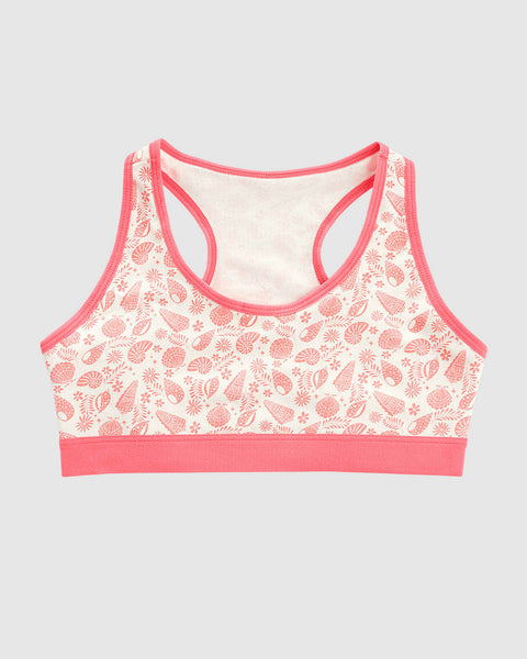 Top con espalda deportiva elaborado en algodón para niña#color_c04-marfil-estampado-coral