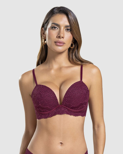 Brasier doble realce escote profundo elaborado en encaje#color_240-vino