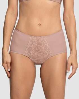 Panty clásico de control suave con toques de encaje en abdomen#color_093-rosa