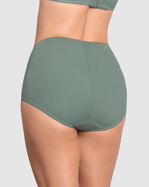 Panty clásico de control suave con toques de encaje en abdomen#color_198-verde