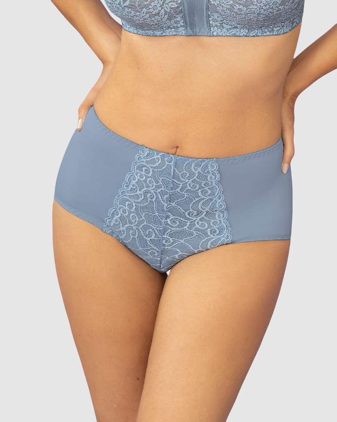 Panty clásico de control suave con toques de encaje en abdomen#color_517-azul