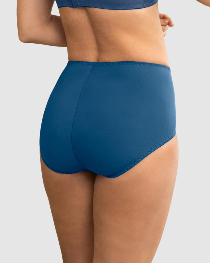Panty clásico de control suave con toques de encaje en abdomen#color_546-azul-medio