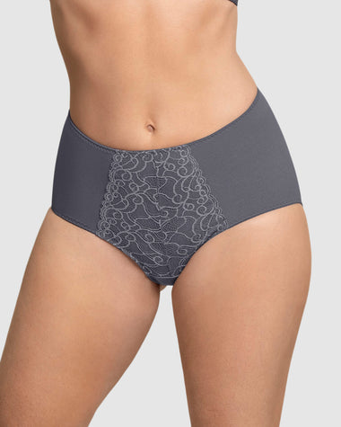 Panty clásico de control suave con toques de encaje en abdomen#color_721-gris-oscuro