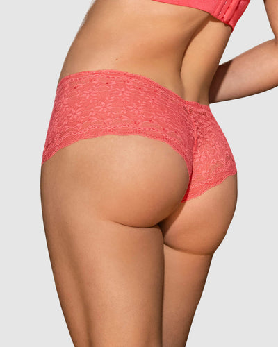 Panty estilo hipster en encaje sexy con refuerzo en algodón#color_244-coral
