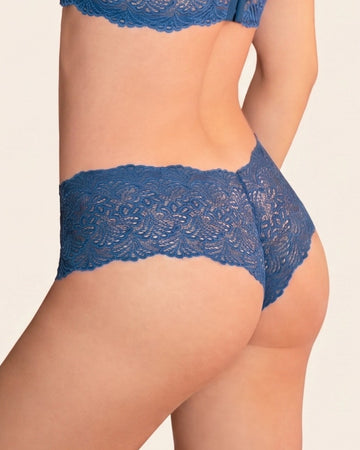 Panty estilo hípster en encaje sexy con refuerzo en algodón#color_599-azul