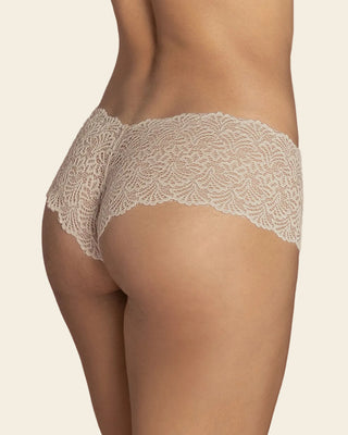 Panty estilo hípster en encaje sexy con refuerzo en algodón#color_802-cafe-claro