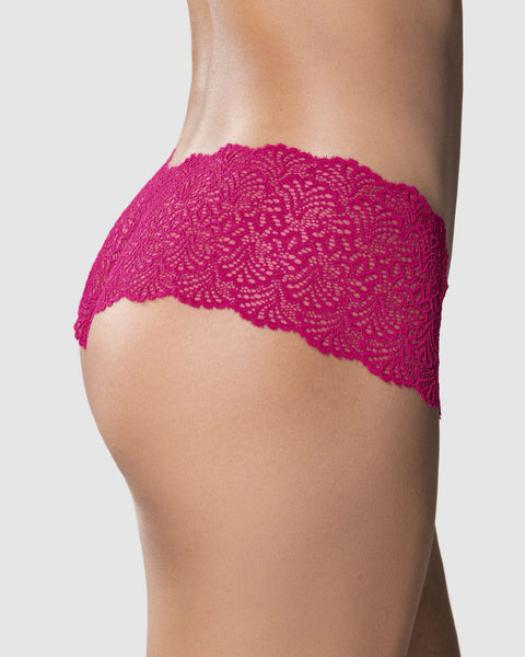 Panty estilo hípster en encaje sexy con refuerzo en algodón#color_954-fucsia