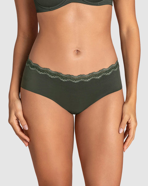 Panty hípster con encaje en cintura tiro medio#color_249-verde-oscuro