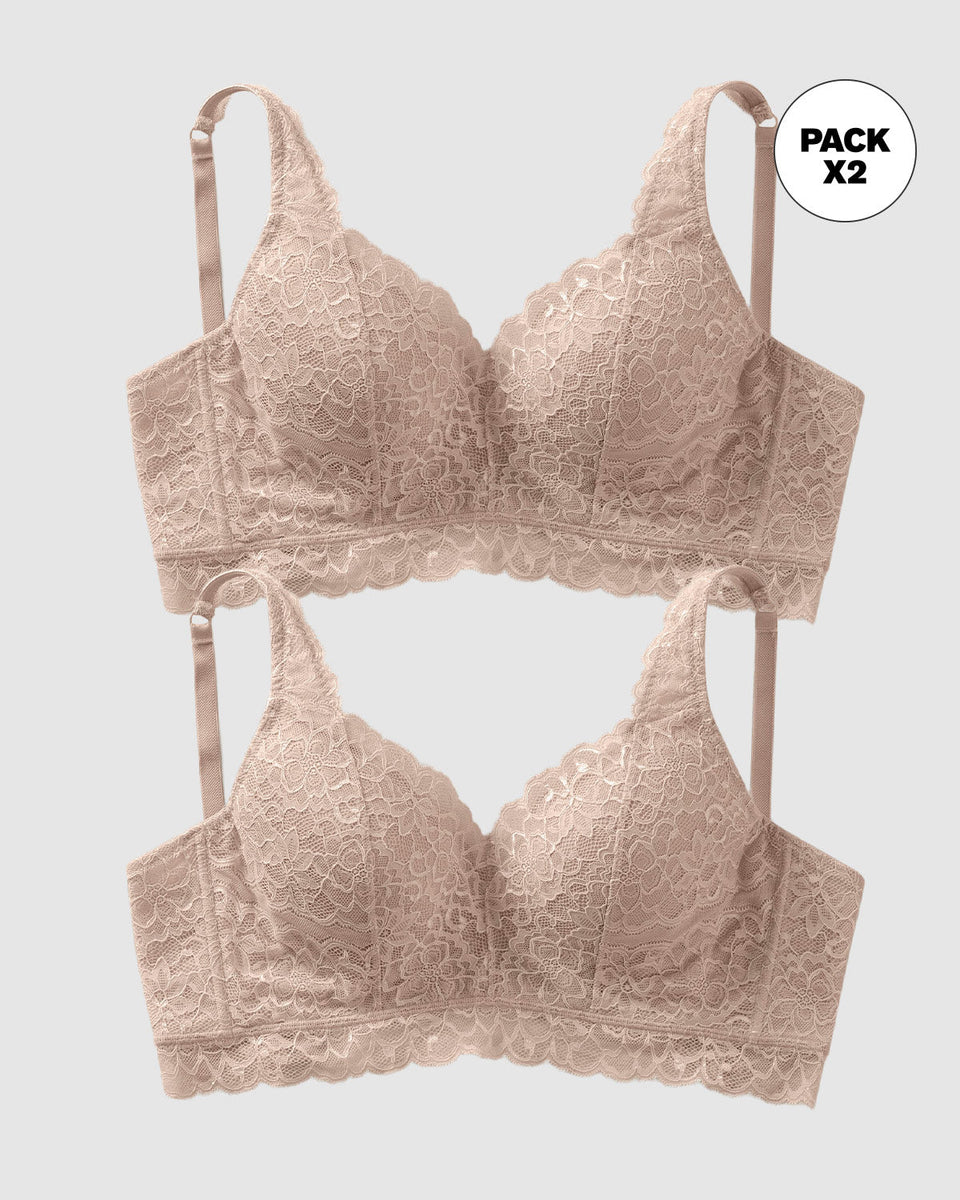 Paquete x2 brasieres en encaje ideal para busto pesado sexy support