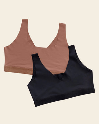 Paquete x 2 tops invisibles doble escote#color_s03-cafe-medio-negro