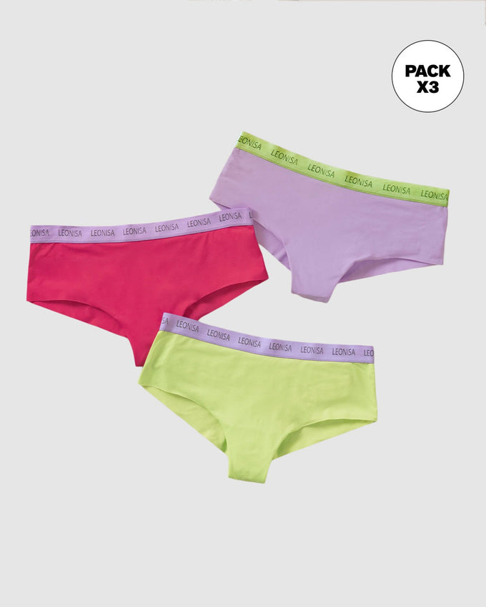 Panties cacheteros paquete x 3 ultracómodos#color_s04-fucsia-verde-lila