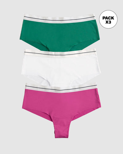 Panties cacheteros paquete x 3 ultracómodos#color_s09-verde-fucsia-marfil