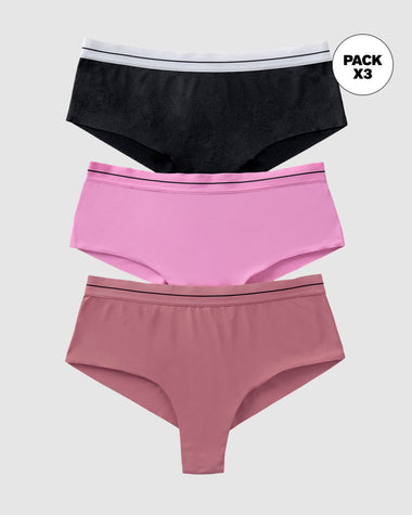 Panties cacheteros paquete x 3 ultracómodos#color_s16-negro-rosado-salmon