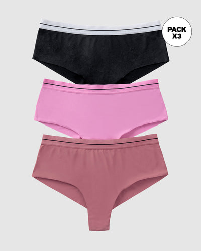 Panties cacheteros paquete x 3 ultracómodos#color_s16-negro-rosado-salmon