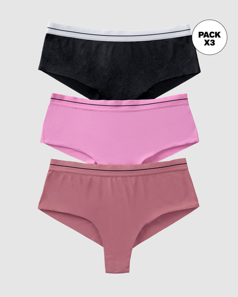 Panties cacheteros paquete x 3 ultracómodos#color_s16-negro-rosado-salmon