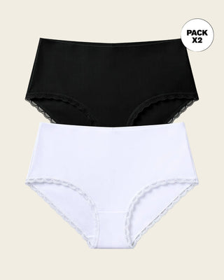 Paquete x 2 panties cacheteros, sin elásticos en cintura#color_s01-blanco-negro