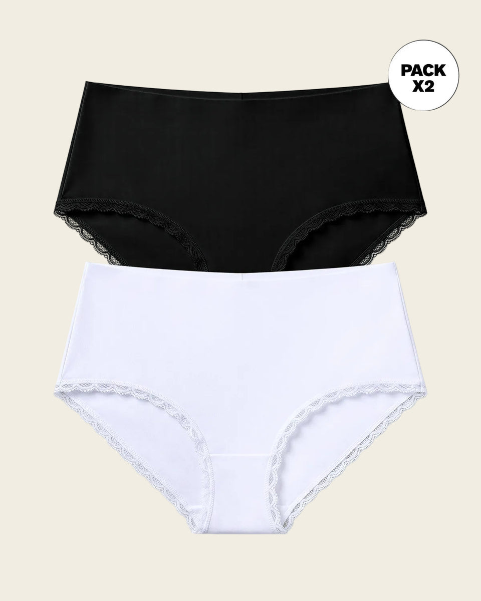 Paquete x 2 panties cacheteros, sin elásticos en cintura