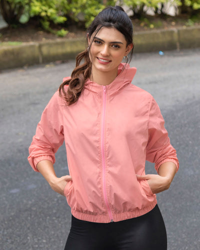 Chaqueta manga larga con bolsillos laterales para mujer#color_299-rosado-medio