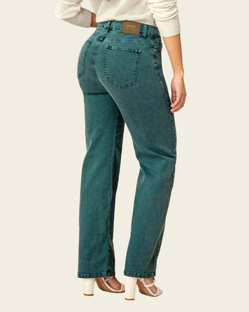 Jean bota recta tiro alto para mujer#color_c43-verde-jade