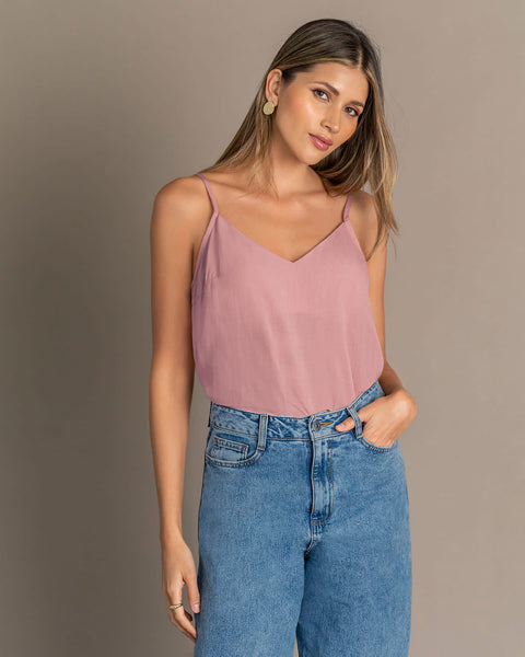 Blusa de tiritas con cuello en V#color_181-palo-de-rosa