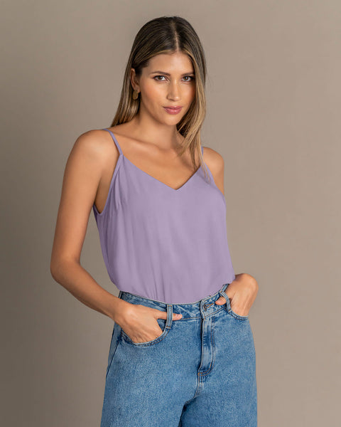 Blusa de tiritas con cuello en V#color_422-lila