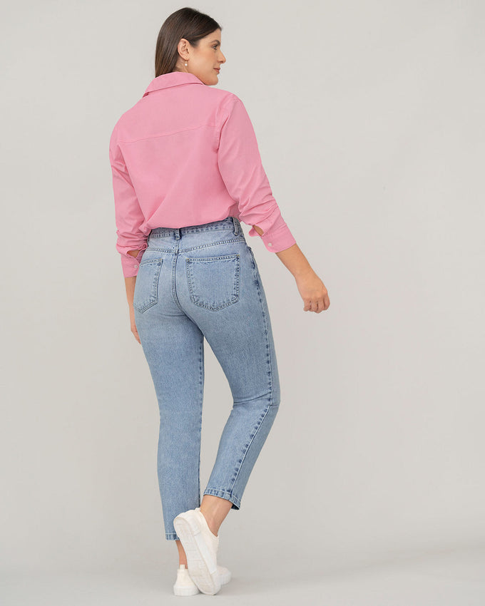 Blusa manga larga oversize con botones funcionales#color_301-rosa-claro