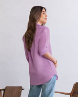 Blusa manga larga oversize con botones funcionales#color_424-lila-claro