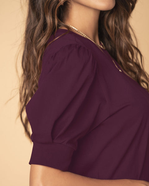 Camiseta manga corta con efecto volumen#color_c37-borgoña