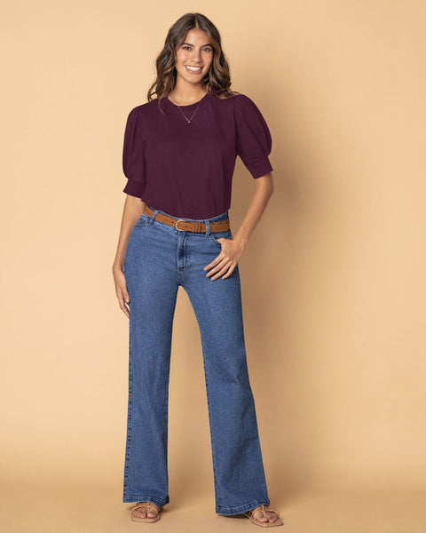 Camiseta manga corta con efecto volumen#color_c37-borgoña