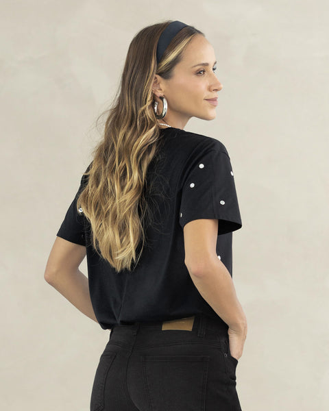 Camiseta manga corta con detalles con brillo#color_701-negro