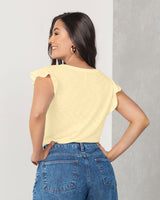 Camiseta manga corta con boleros y botones no funcionales#color_106-amarillo-medio-claro