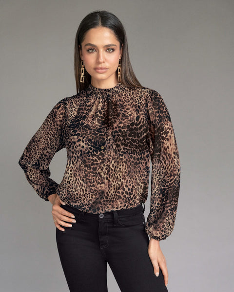 Camiseta estampada de mangas con volumen y transparencia#color_225-animal-print