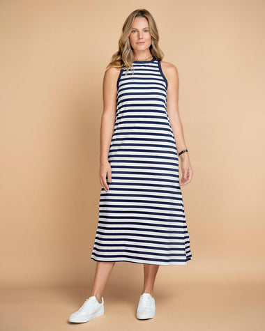Vestido largo de rayas#color_146-rayas
